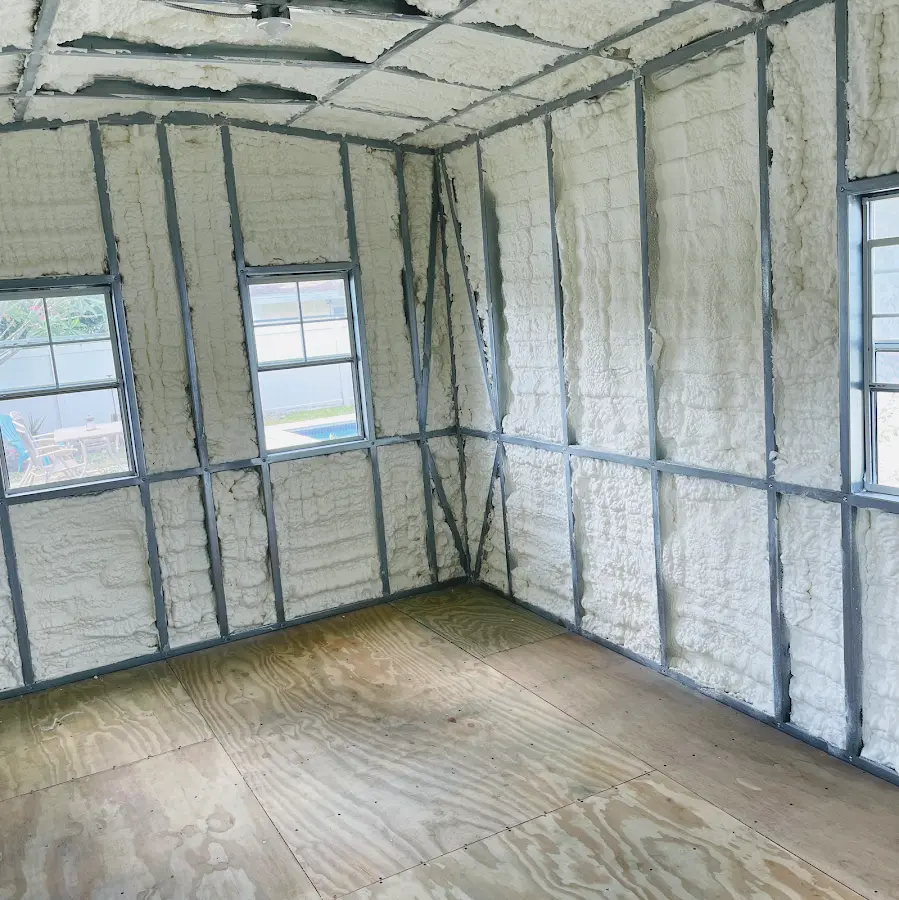 Closed-cell spray foam insulation applied to wall cavities in a residential project in San Jose